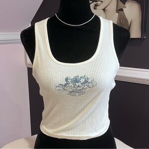 forever21 white angel graphic top